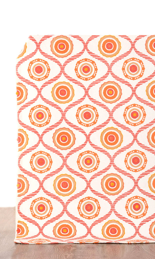 Printed Cotton Home Décor Fabric By the Yard (Red/ Orange/ White)