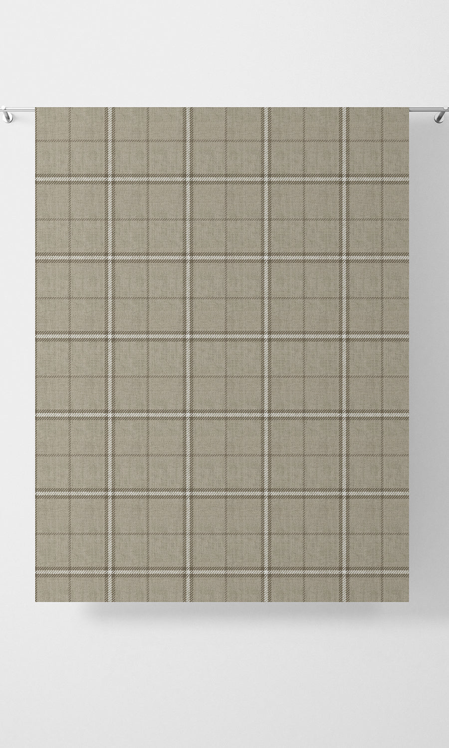 Checkered Home Textile Fabric Material By the Yard (Grey-Beige/ Brown)