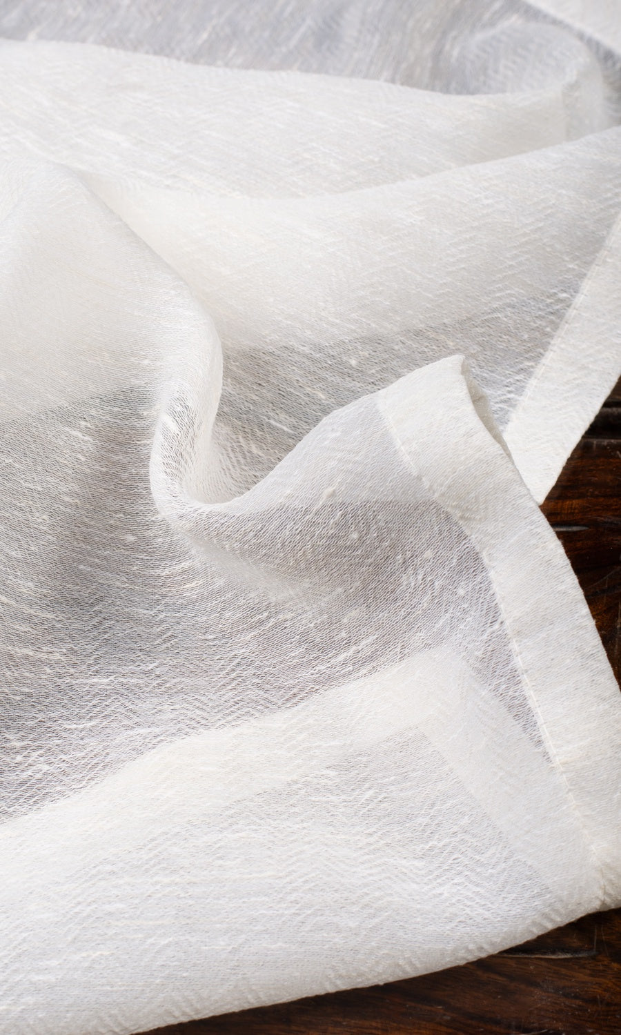 Textured Sheer Fabric Material By the Yard (Cotton White)