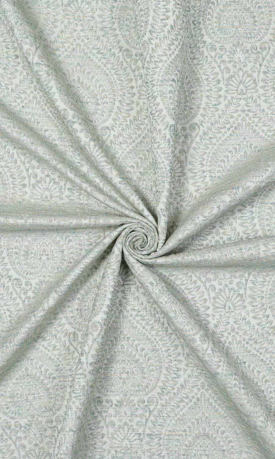 Textured Floral Fabric Material By the Yard (Pale Grey/ Mint)