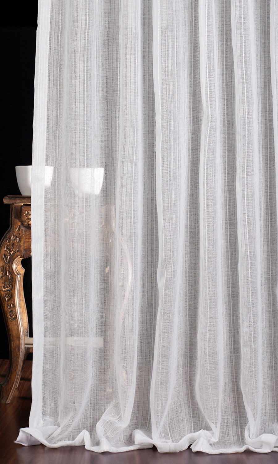 Textured Sheer Window Treatments Fabric By the Yard (White)
