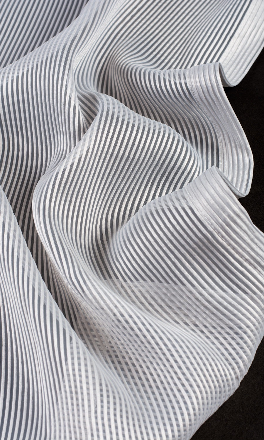Striped Sheer Fabric Material By the Yard (Grey)