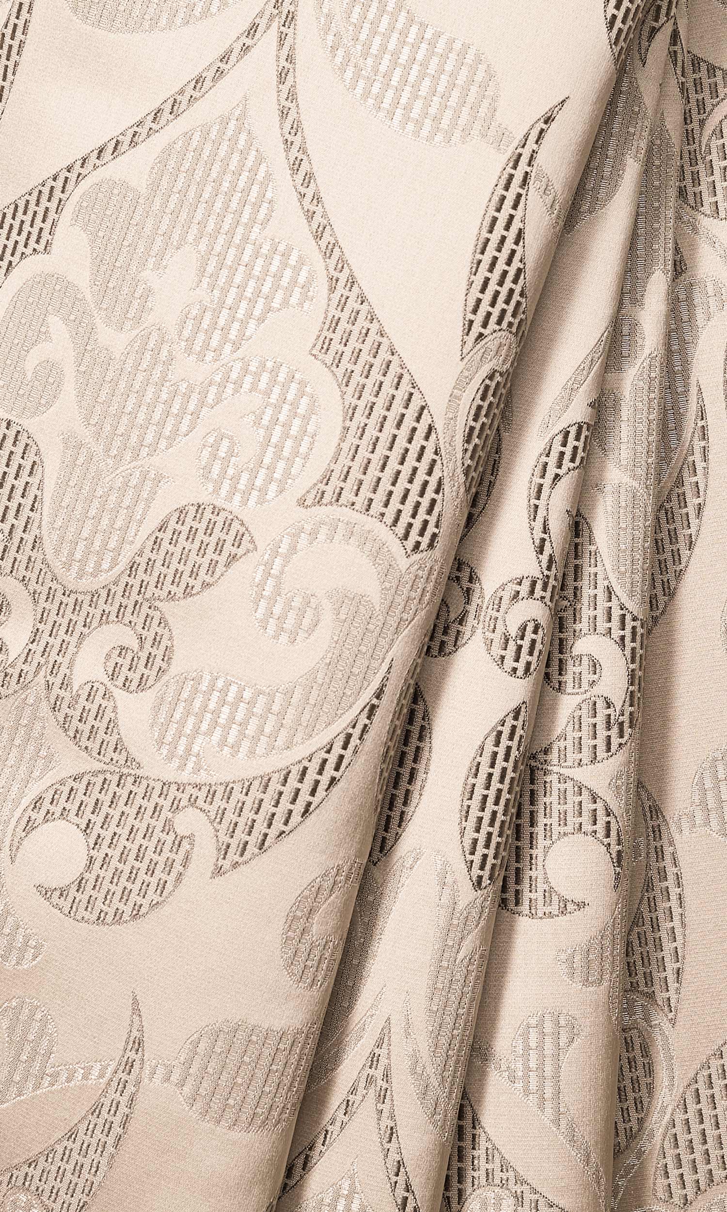 Self Patterned Window Treatments Fabric By the Yard (Cream/ Brown)