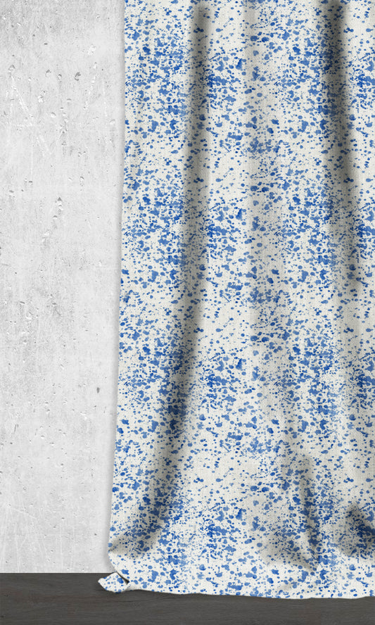 Abstract Print Home Décor Fabric By the Metre (Eggshell White/ Blue)
