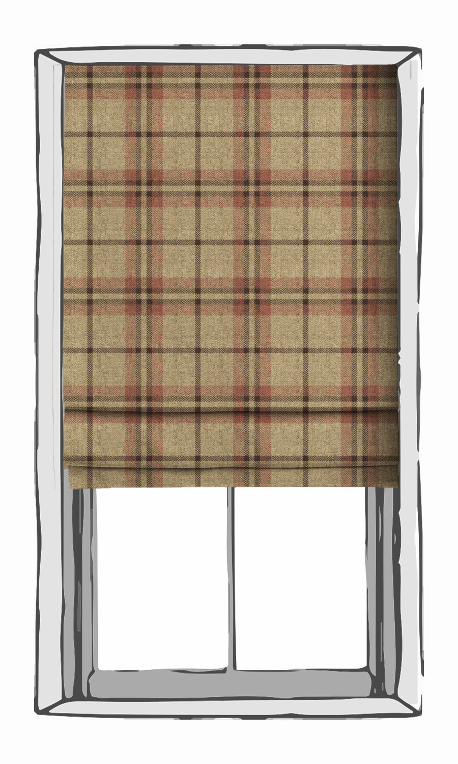Check Patterned Window Treatments Fabric Sample (Beige/ Red)