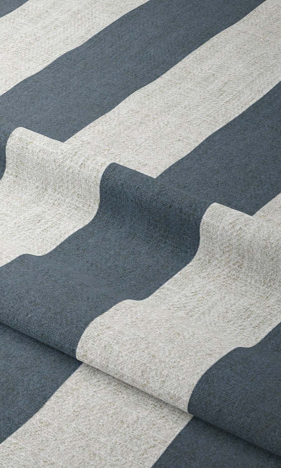 Modern Striped Window Treatments Fabric By the Metre (Petrol Blue/ White)
