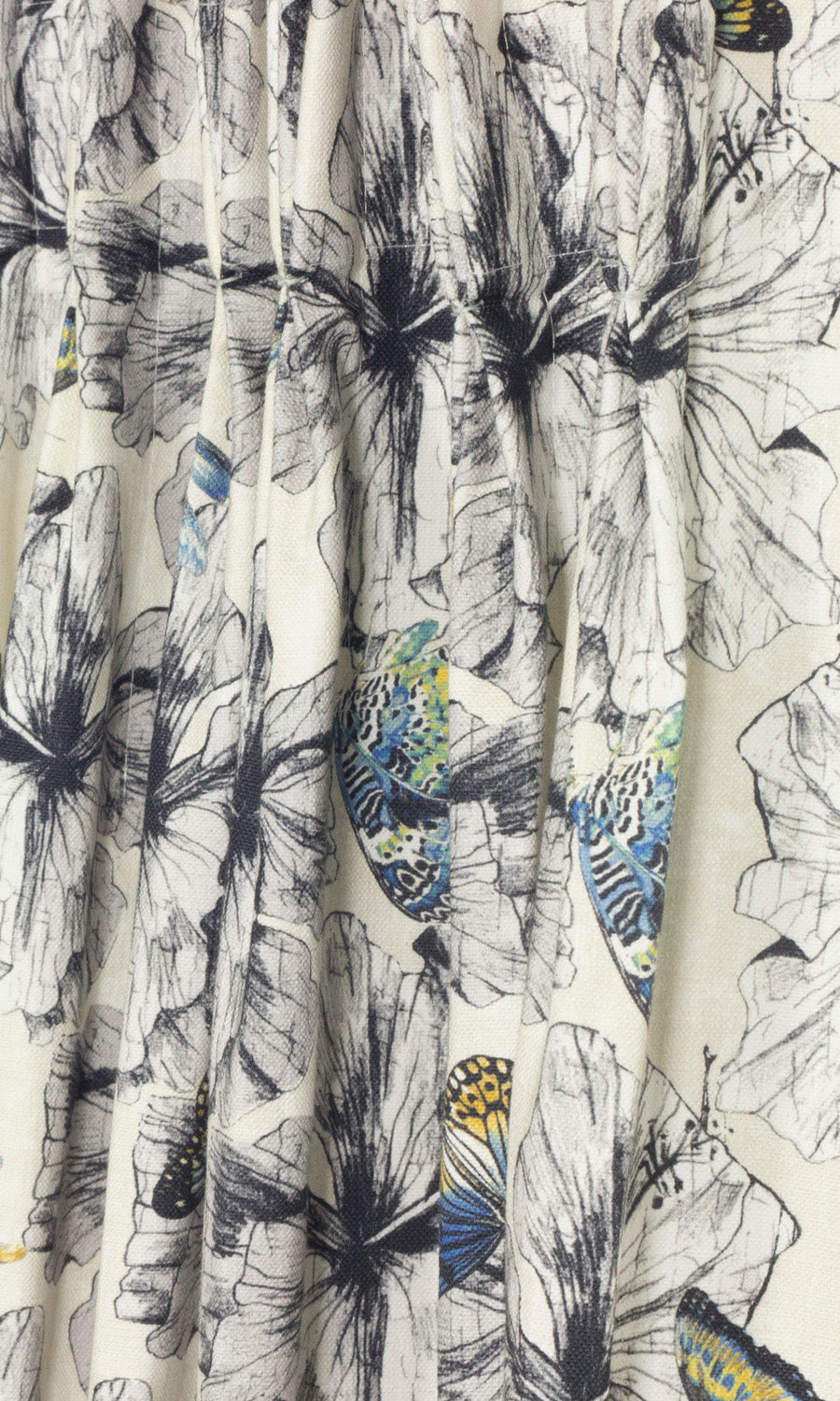 Butterfly Print Cotton Window Treatments Fabric By the Metre (Yellow)