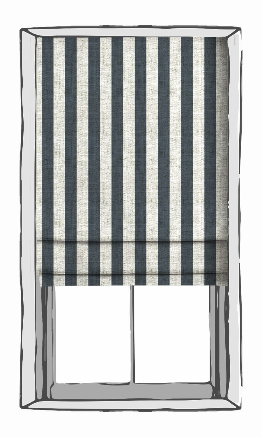 Modern Striped Fabric Material By the Metre (Petrol Blue/ White)