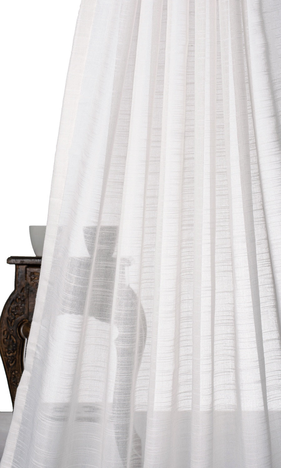Textured Sheer Home Textile Fabric Material By the Yard (White)