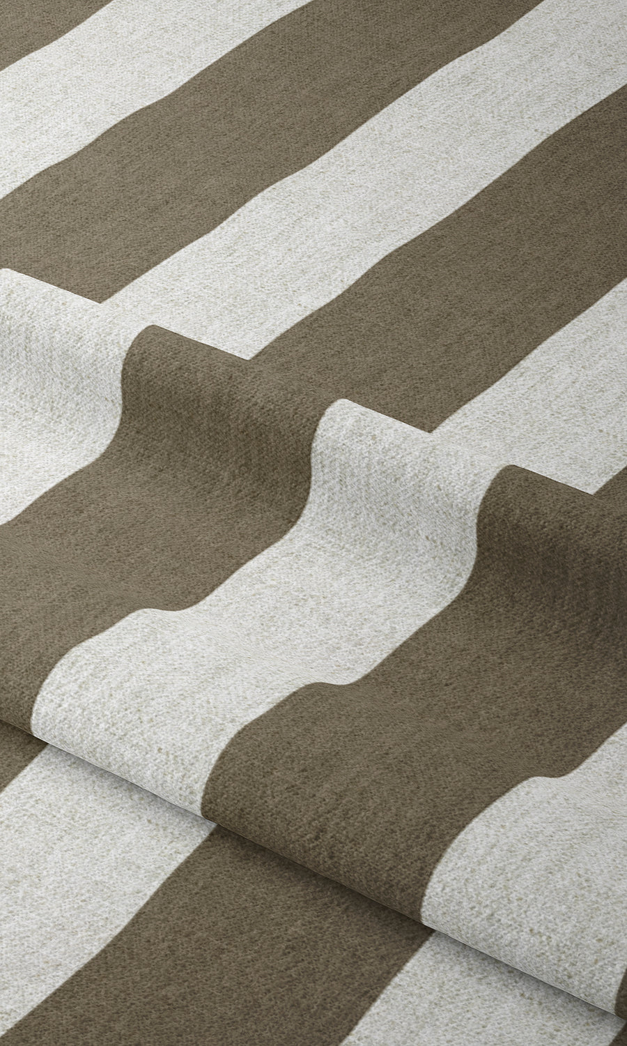Striped Window Treatments Fabric By the Metre (Cedar Brown/ White)