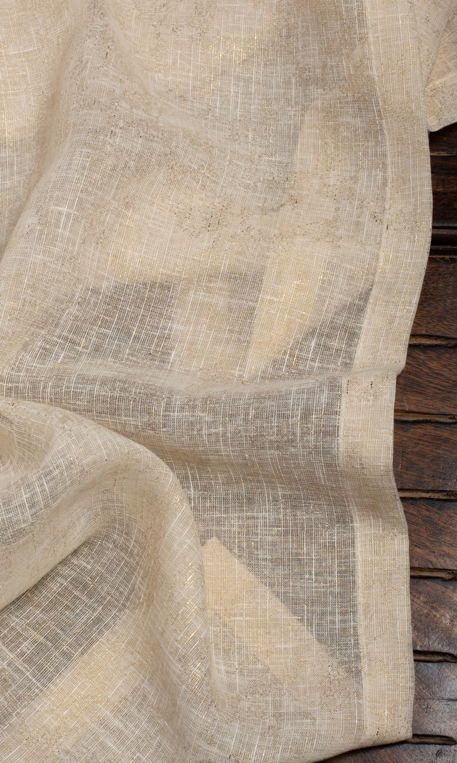 Metallic Accents Sheer Home Décor Fabric By the Yard (Beige)