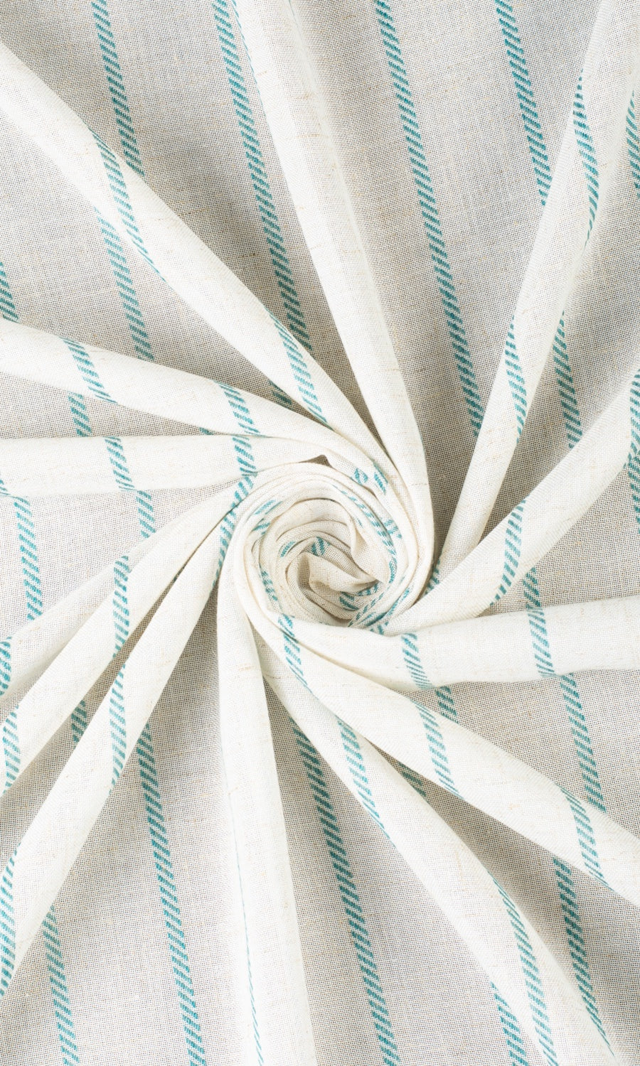 Striped Sheer Fabric Material By the Yard (White/ Turquoise Blue)