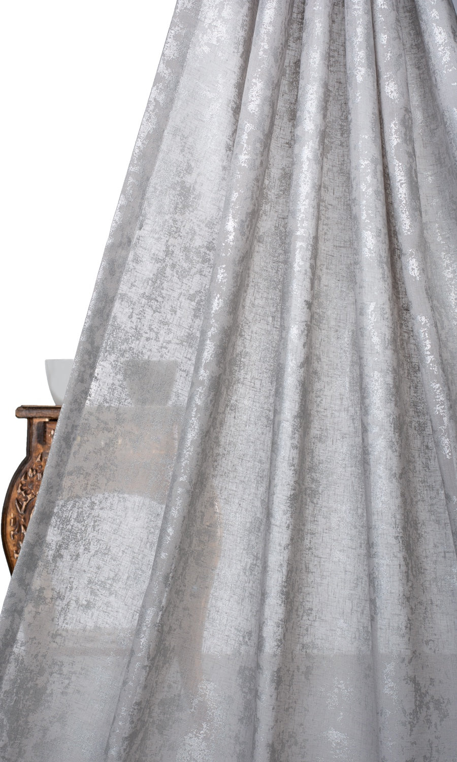 Metallic Accents Sheer Window Treatments Fabric By the Yard (Gray)