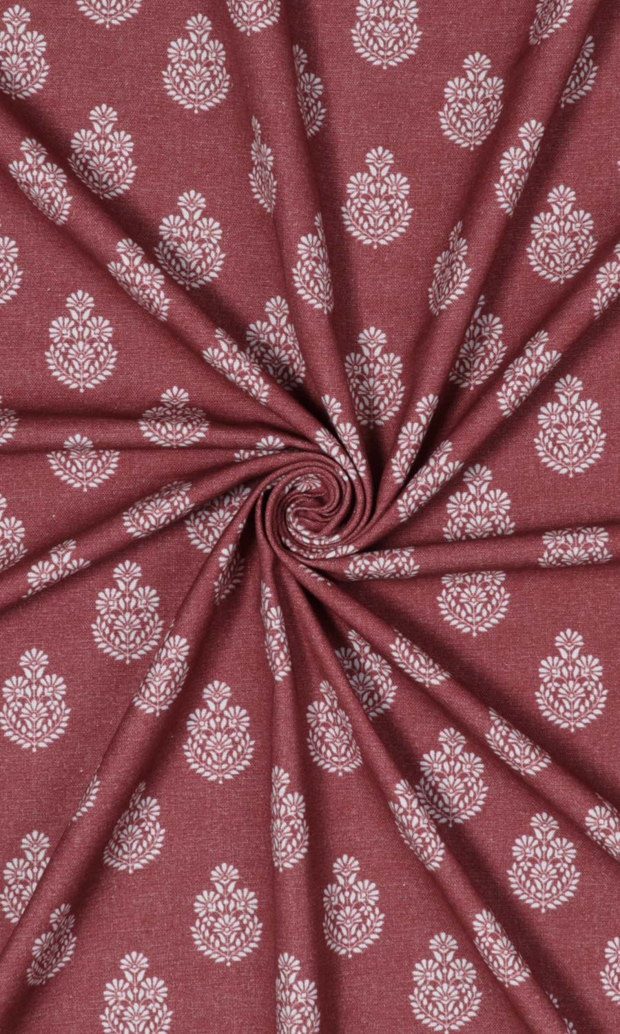 Floral Cotton Fabric Material By the Yard (Maroon Red)