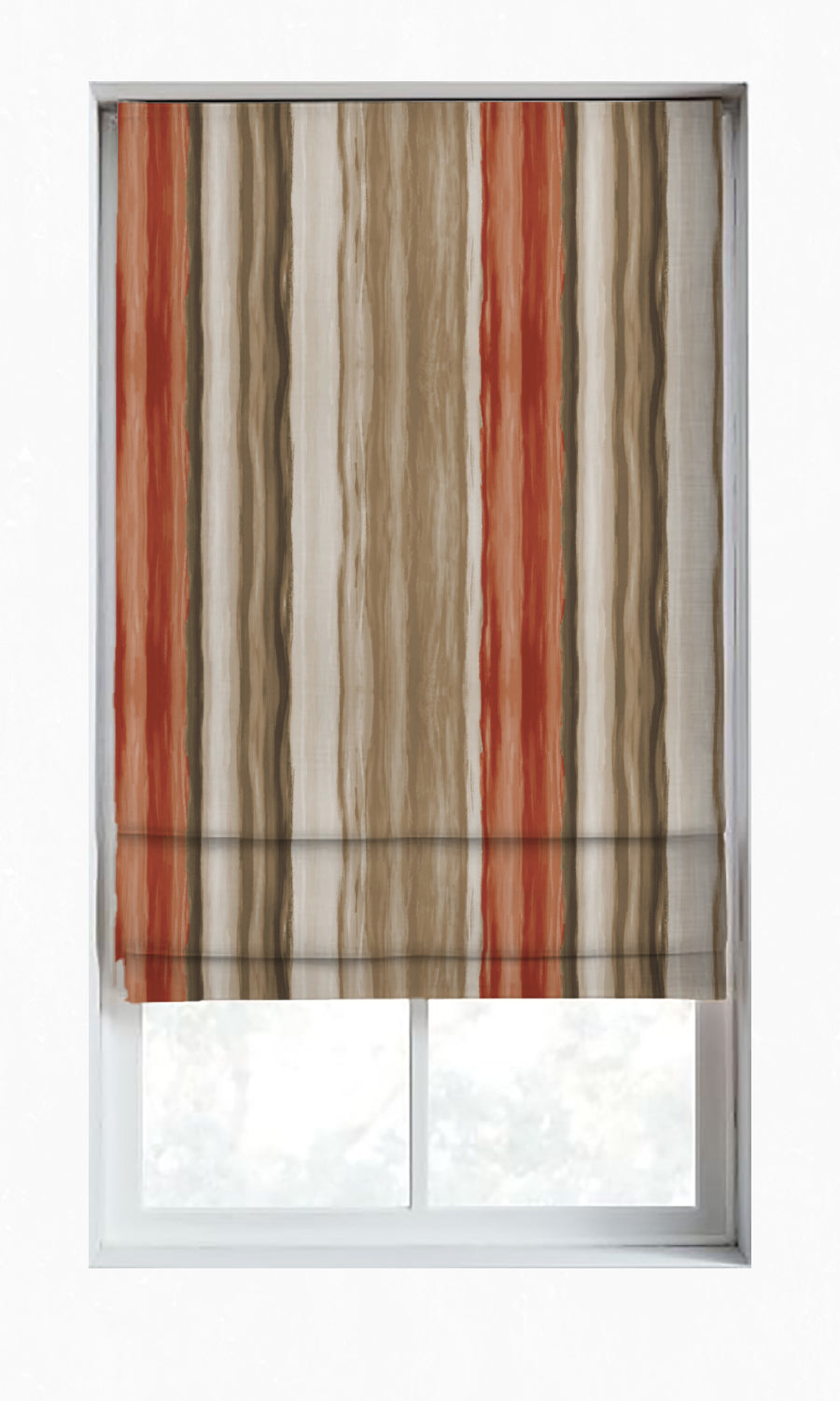 Room Darkening Striped Home Décor Fabric By the Yard (Red/ Brown)