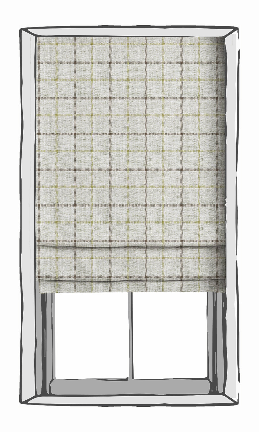 Check Patterned Fabric Material By the Yard (White/ Green)