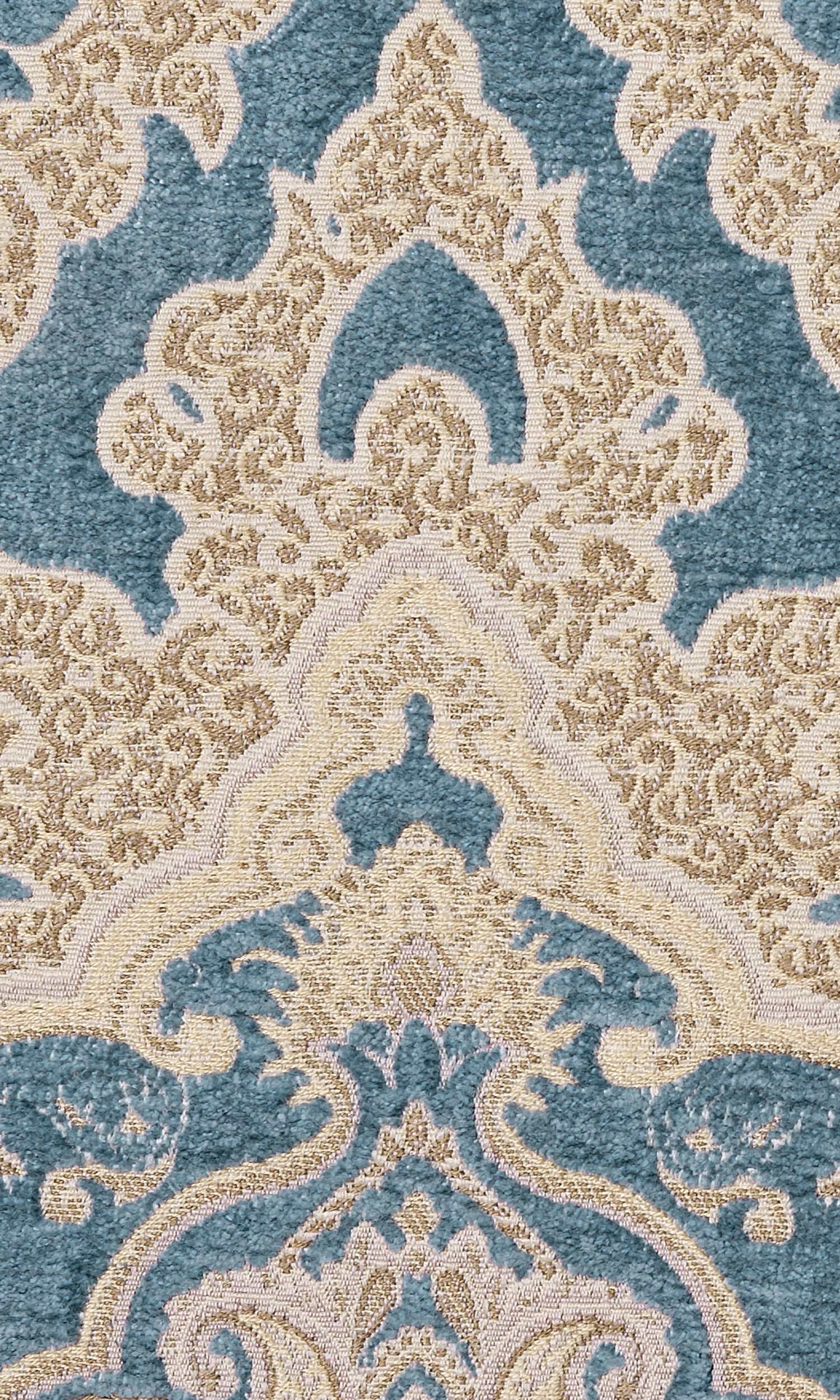 Damask Velvet Home Textile Fabric Material By the Yard (Beige/ Brown/ Blue)