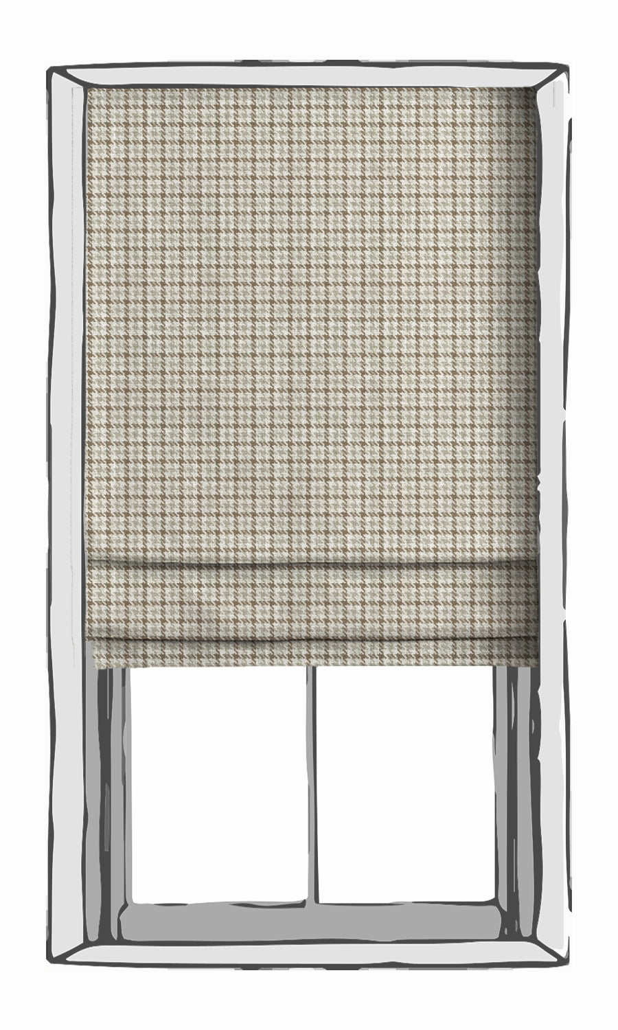 Houndstooth Print Window Treatments Fabric By the Metre (Gray/ Brown)