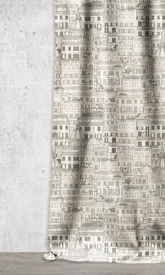 Print Curtains (Black/ Milky White)