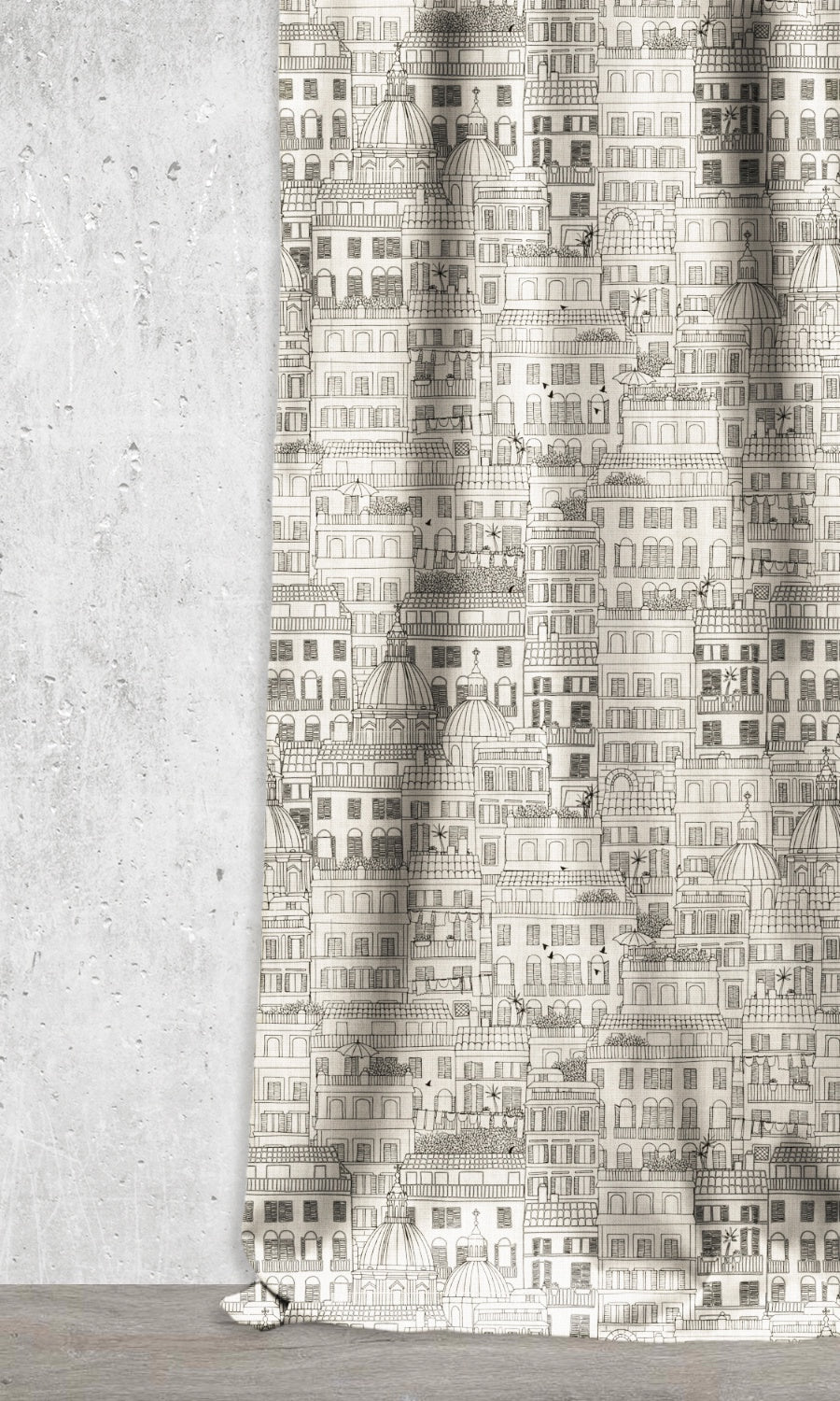 Print Home Décor Fabric Sample (Black/ Milky White)