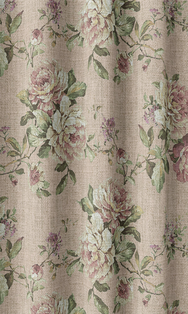 Classic Floral Print Home Textile Fabric Material By the Yard (Pink)