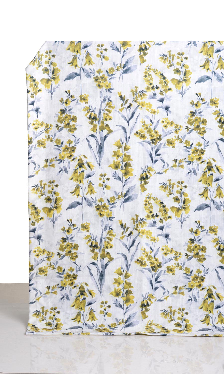 Floral Print Window Treatments Fabric Sample (Yellow/ Gray)