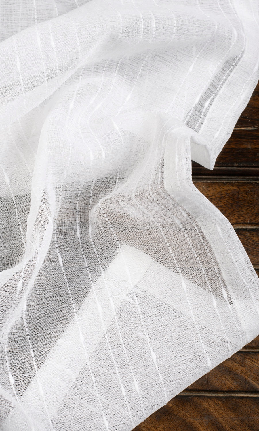 Striped Sheer Window Treatments Fabric By the Yard (White)
