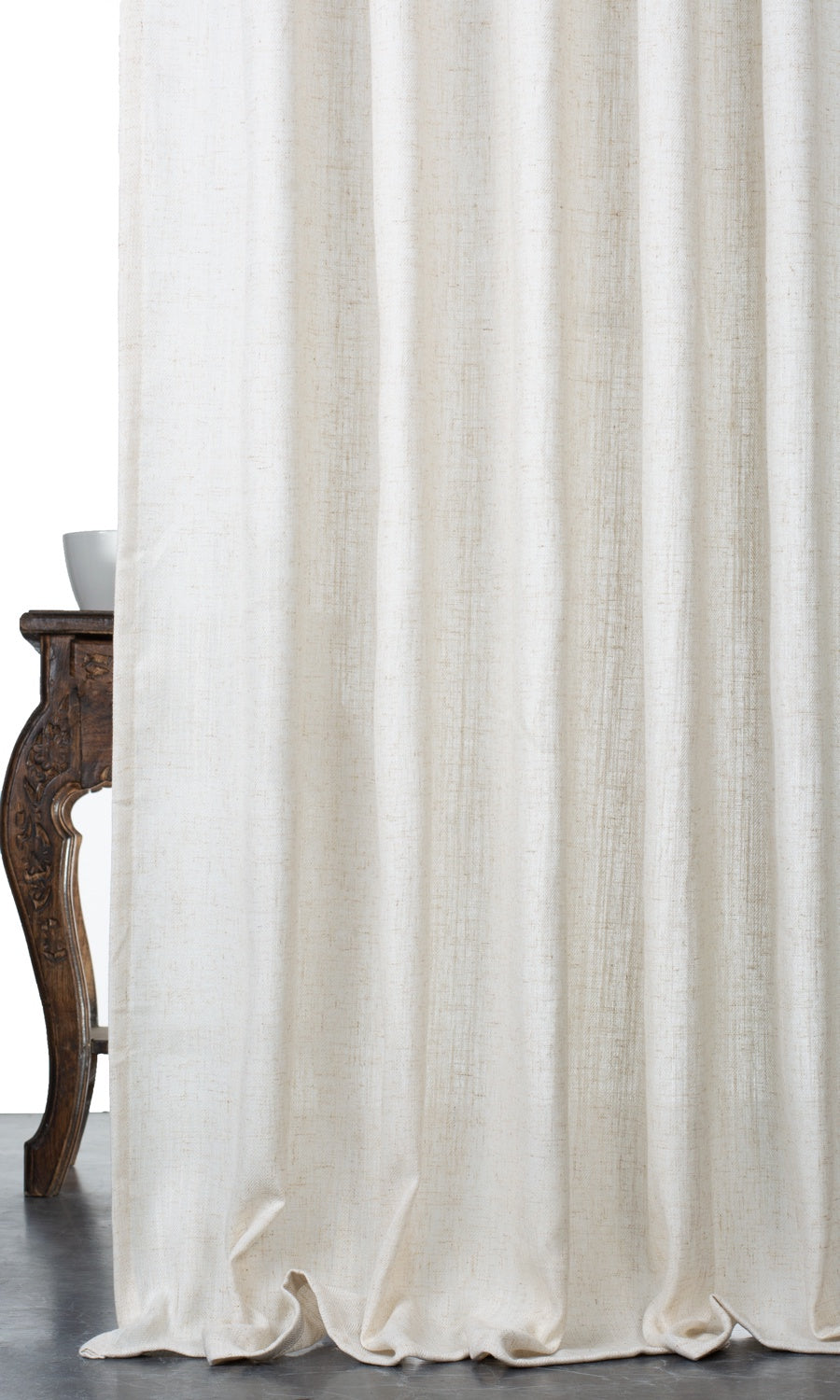 Semi-Sheer Linen Texture Window Treatments Fabric By the Yard (Cream)