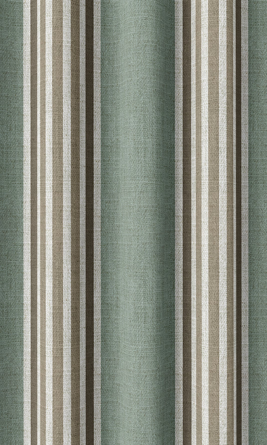Striped Home Décor Fabric By the Metre (Duck Egg Blue/ Brown/ White)