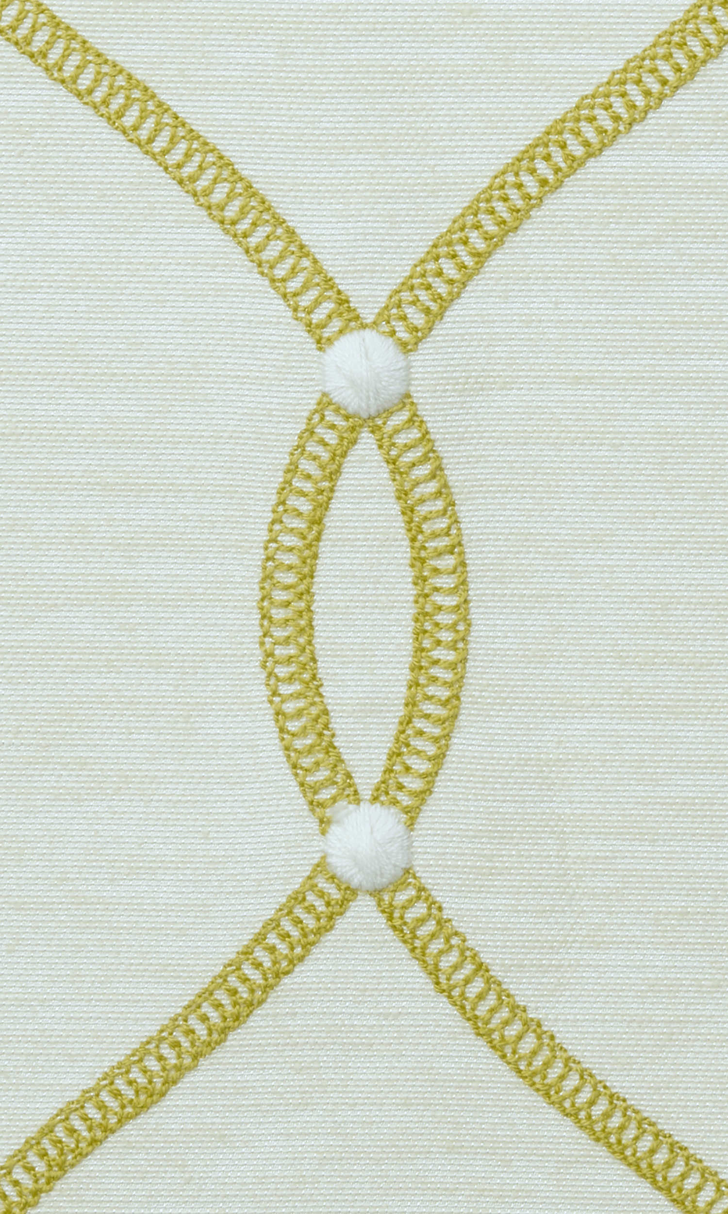 Ogee Embroidery Home Textile Fabric Material Sample (White/ Yellow)