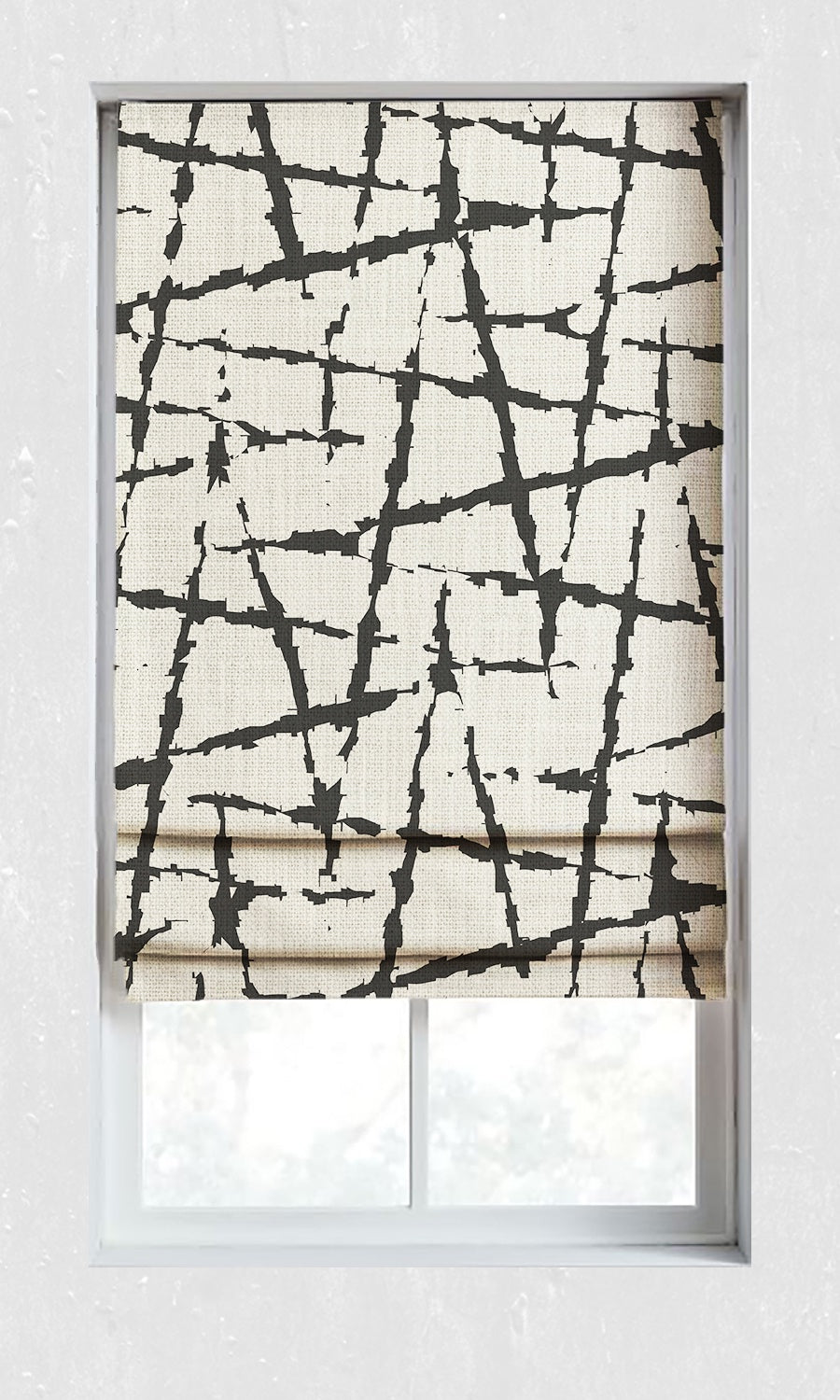 Modern Geo Print Window Treatments Fabric Sample (Black/ Ivory)