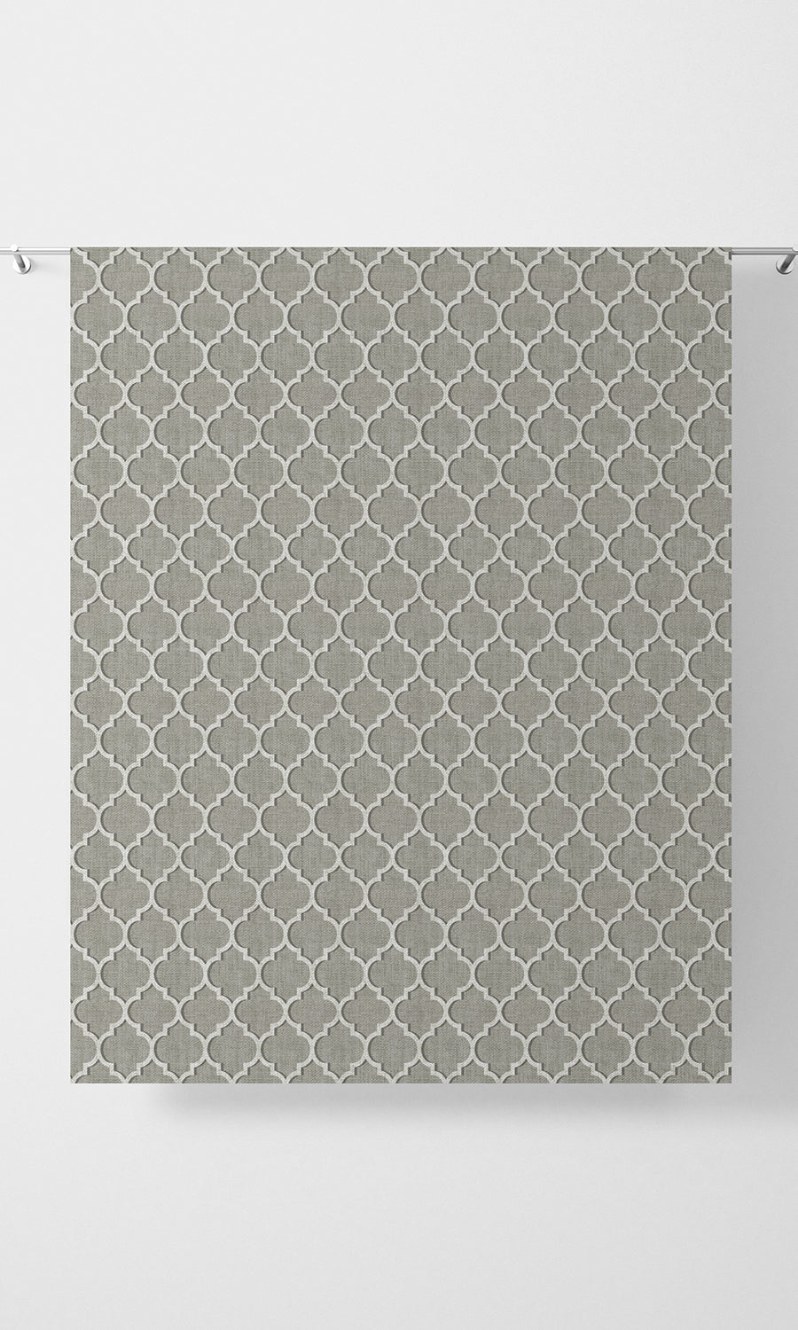 Trellis Tile Print Home Textile Fabric Material By the Metre (Grey/ White)