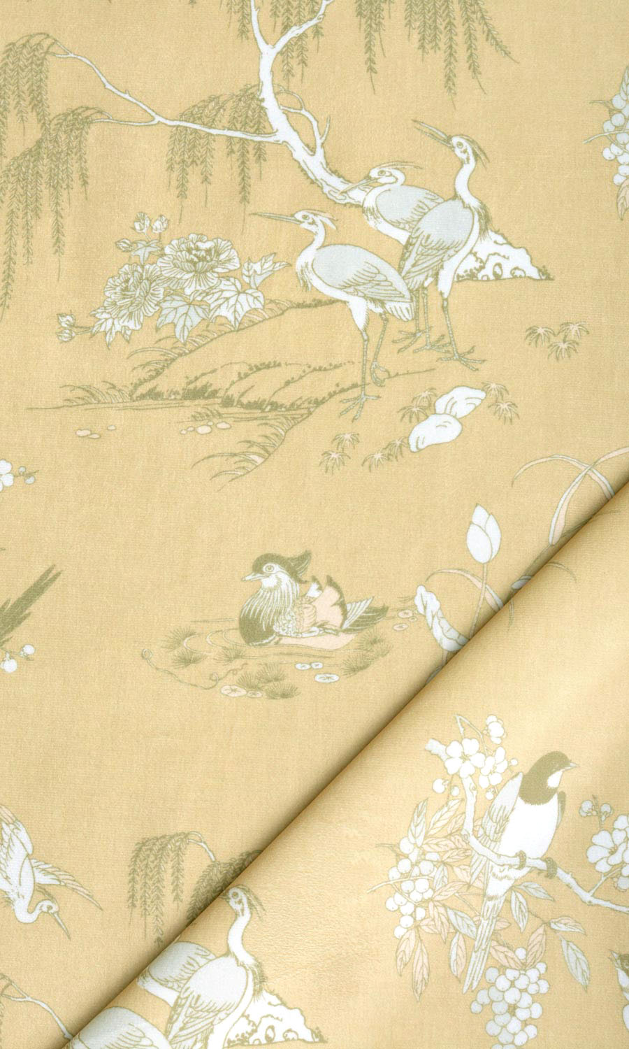 Chinoiserie Toile Velvet Home Textile Fabric Material By the Yard (Yellow)