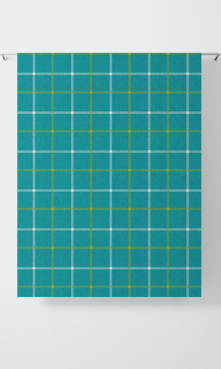 Modern Check Print Fabric Material By the Yard (Turquoise Blue)