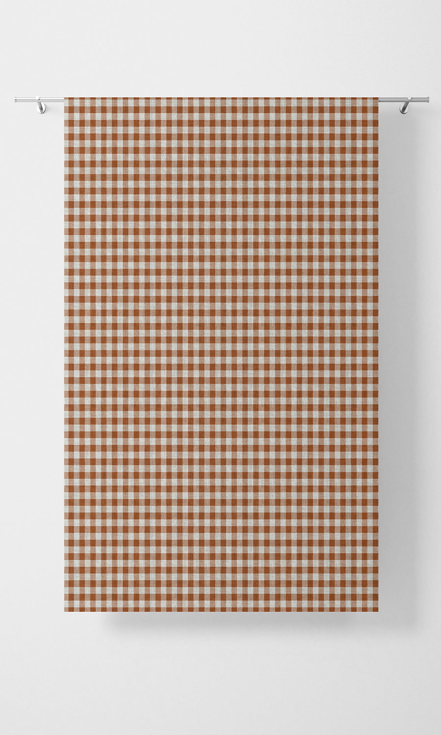 Checked Pinch Pleat, Rod Pocket, Eyelet Curtains (Burnt Orange/ White)