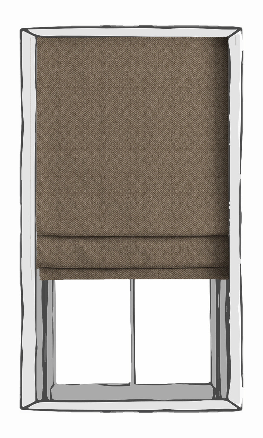 Herringbone Textured Window Treatments Fabric By the Yard (Brown)
