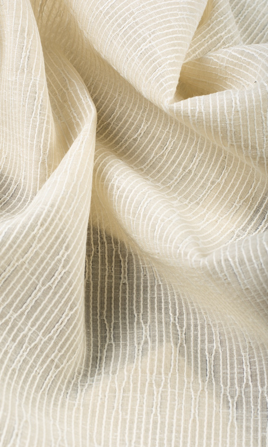 Textured Sheer Fabric Material By the Yard (Ivory-Beige)