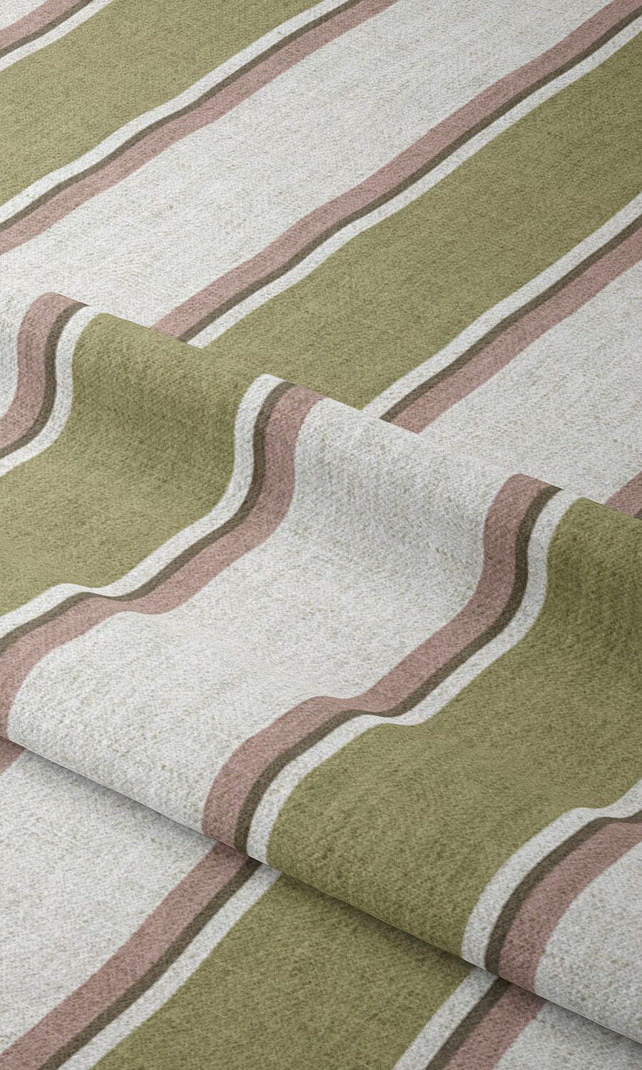 Striped Fabric Material By the Yard (Green/ Pink/ White)