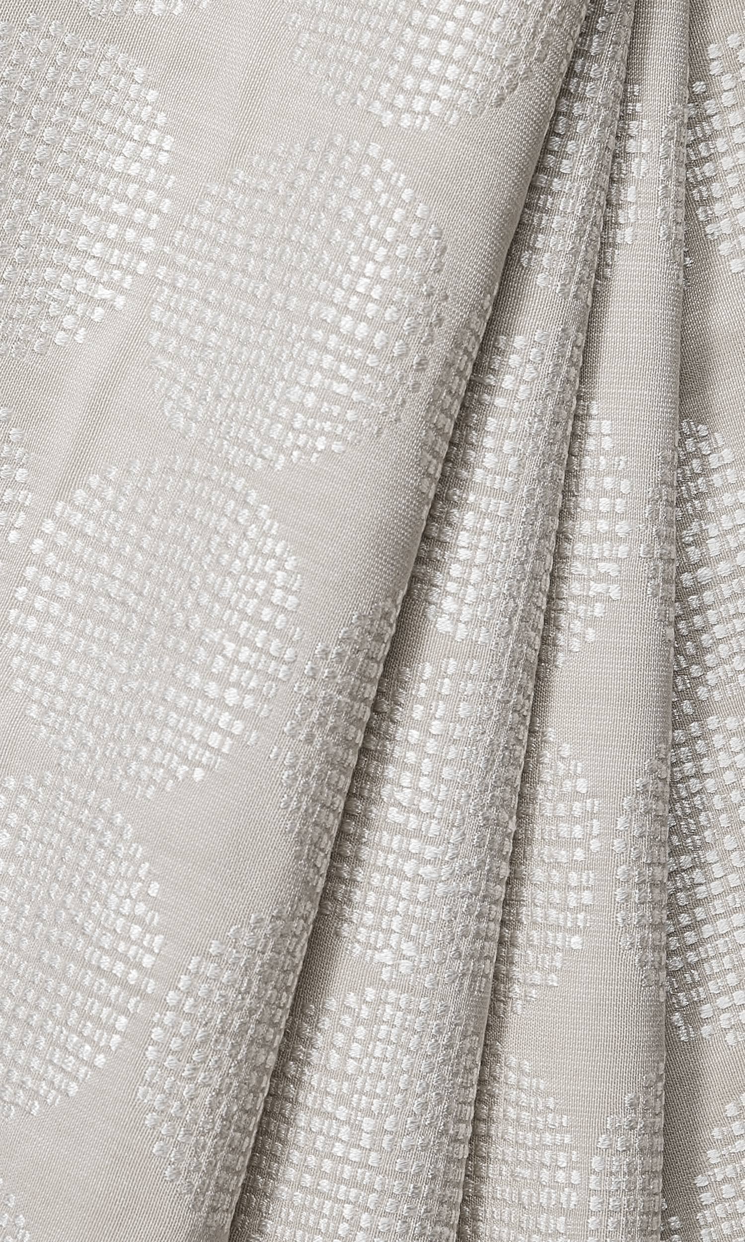 Geometric Embroidered Window Treatments Fabric Sample (White/ Gray)