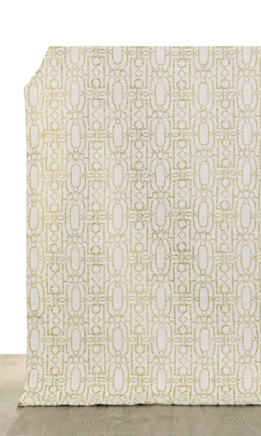 Trellis Poly-Cotton Window Treatments Fabric Sample (Off White/ Green)