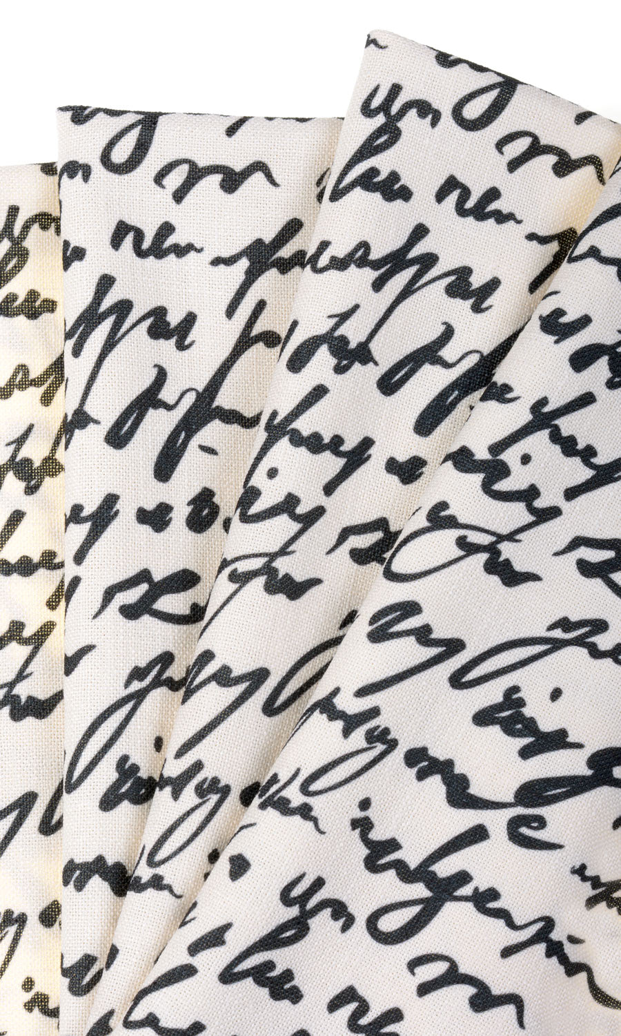 Script Print Fabric By the Yard for Curtains & Drapes (Paper White/ Ink Black)