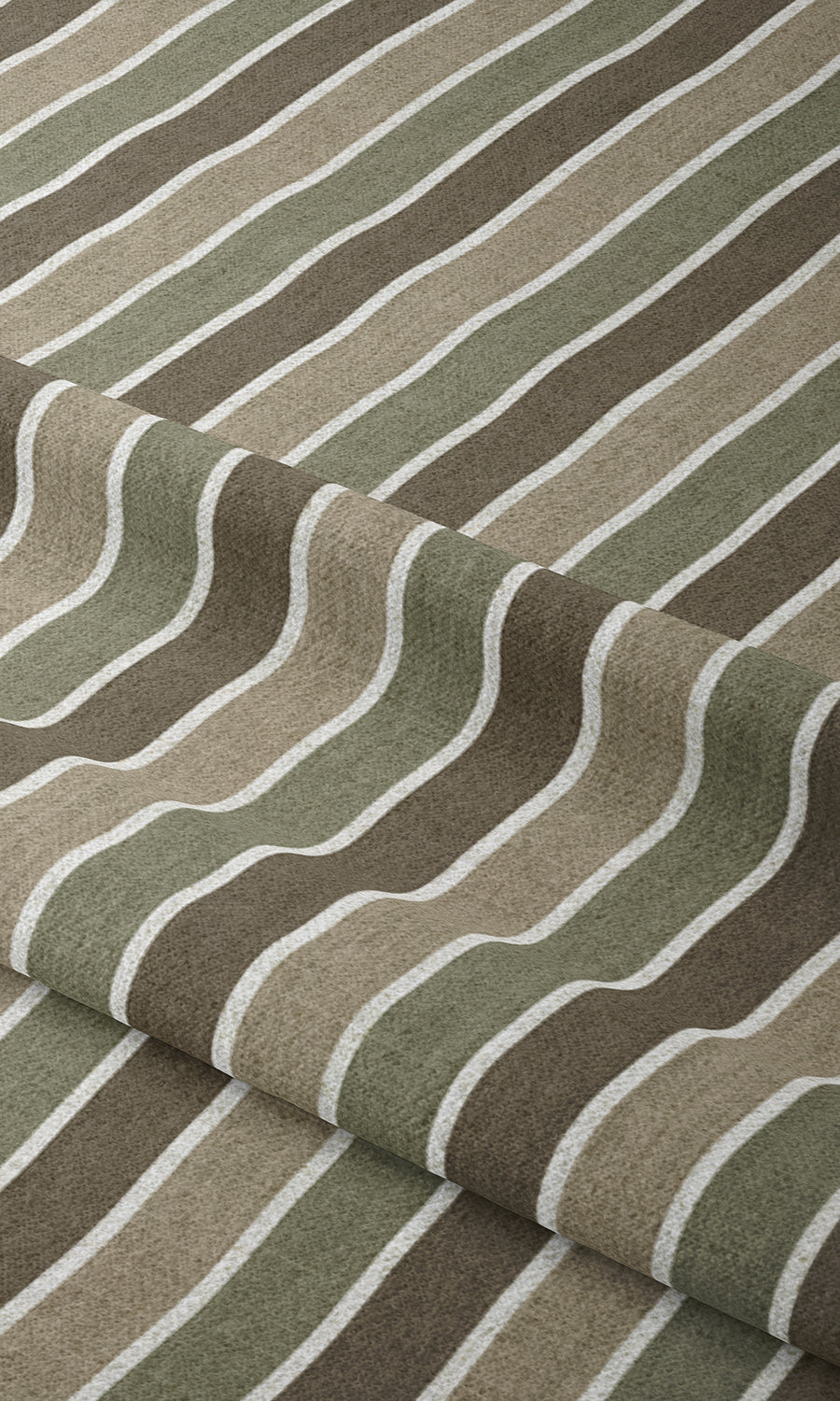 Striped Window Treatments Fabric By the Metre (Olive Green/ Brown/ Beige)