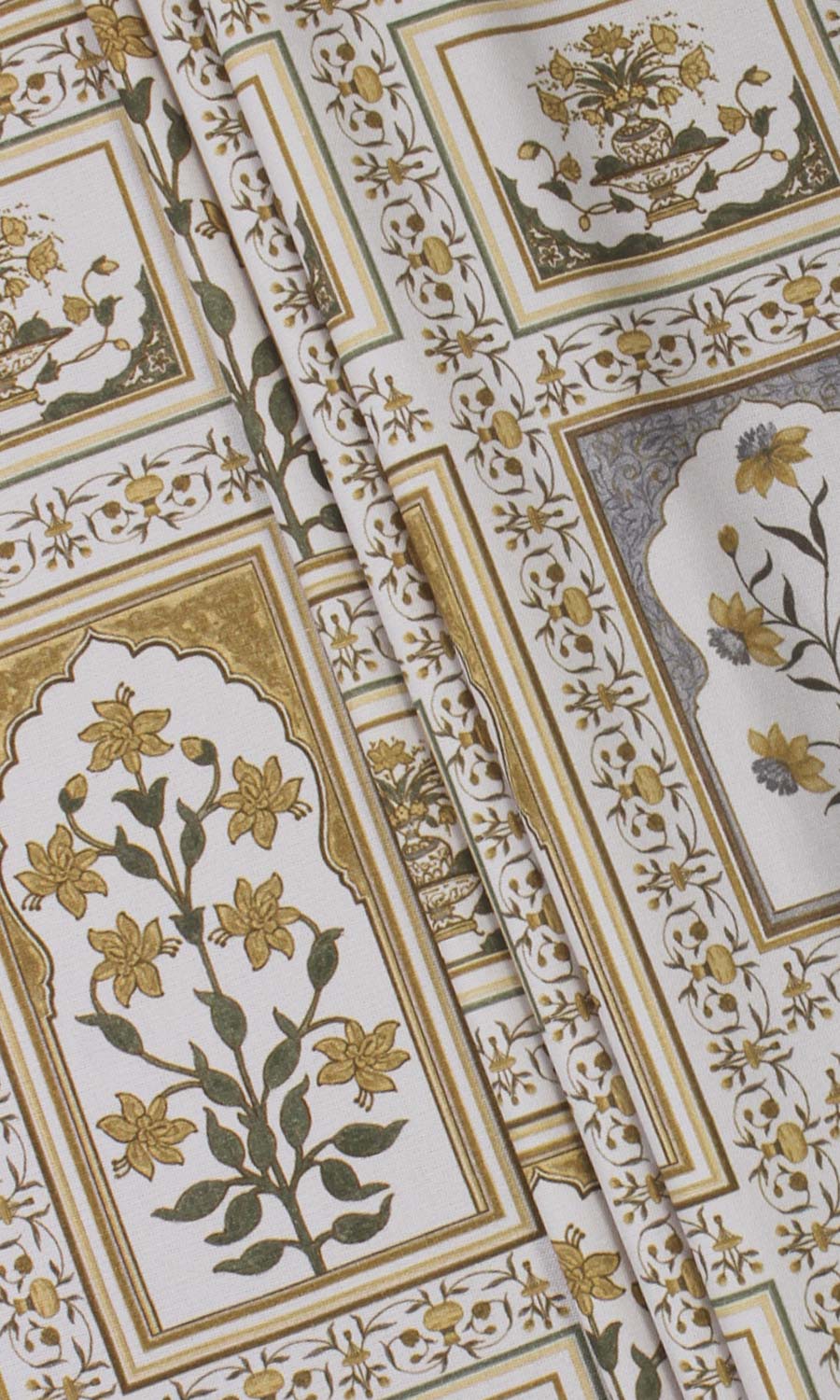 Floral Cotton Fabric By the Yard for Curtains & Drapes (Grey/ Yellow)