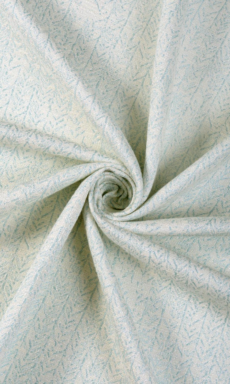 Herringbone Poly-Cotton Fabric Sample for Curtains & Drapes (White/ Blue)