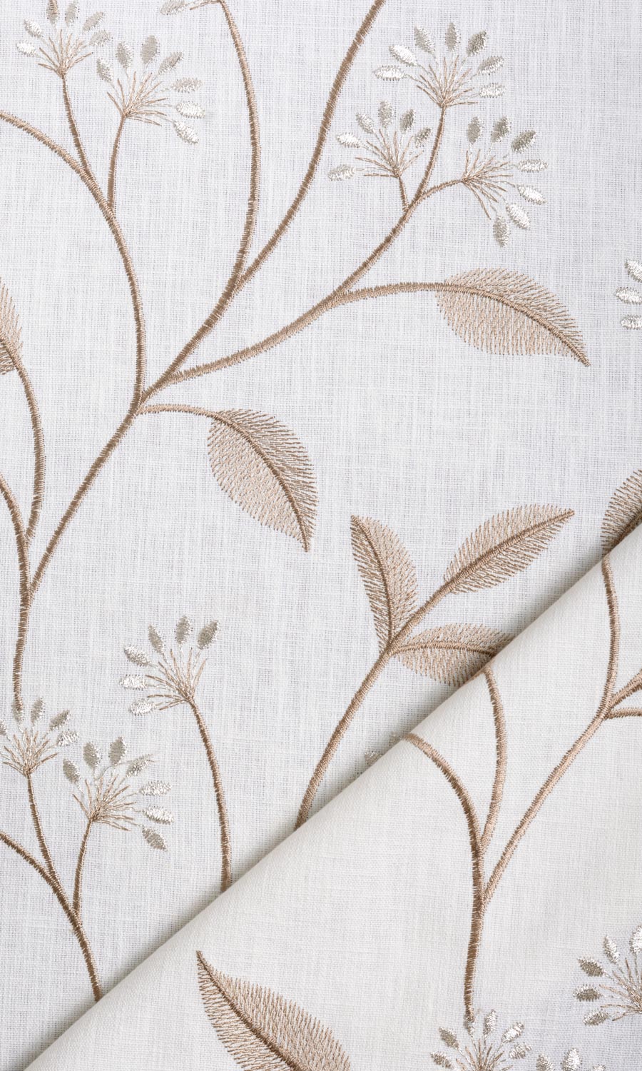 Floral Embroidery Fabric Material By the Yard (White/ Cream)