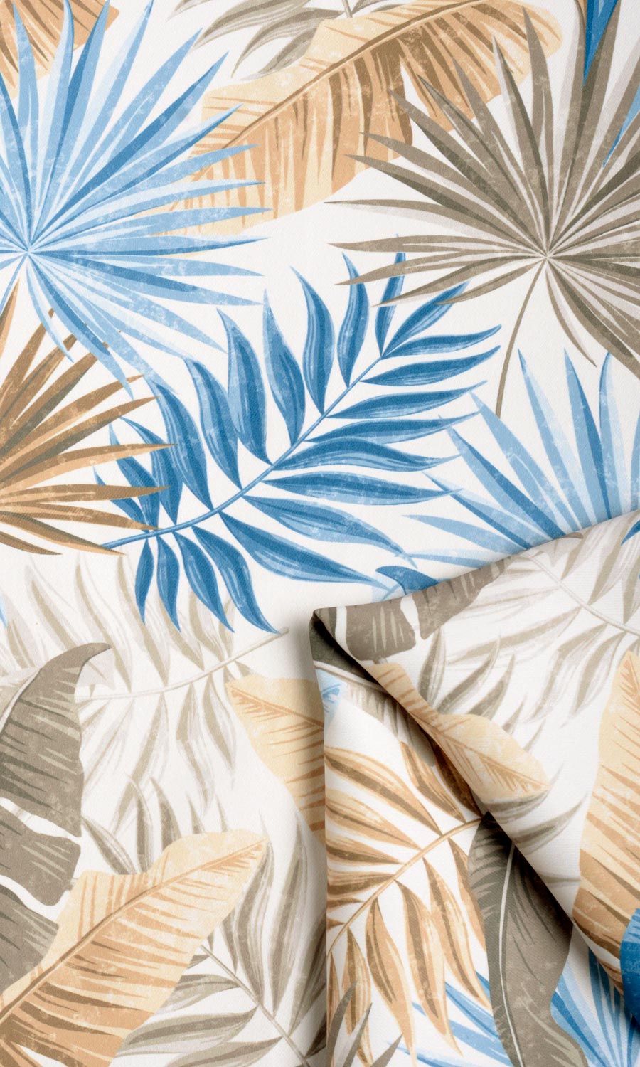 Botanical Floral Fabric Material By the Yard (Blue/ Brown)