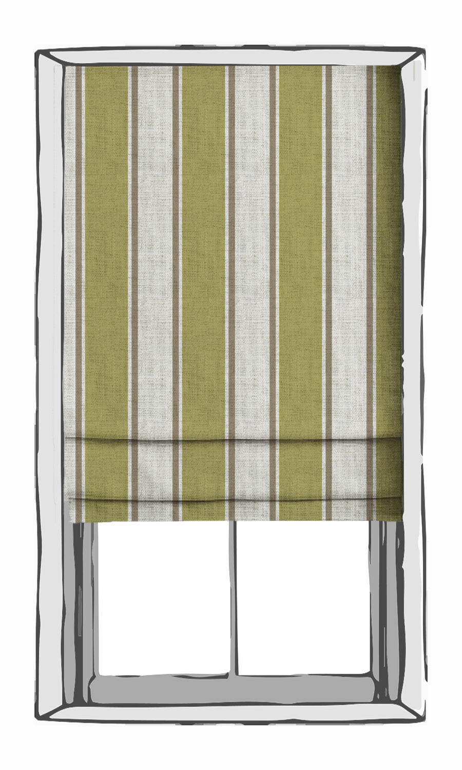 Modern Striped Print Fabric Material By the Yard (Green/ Brown)