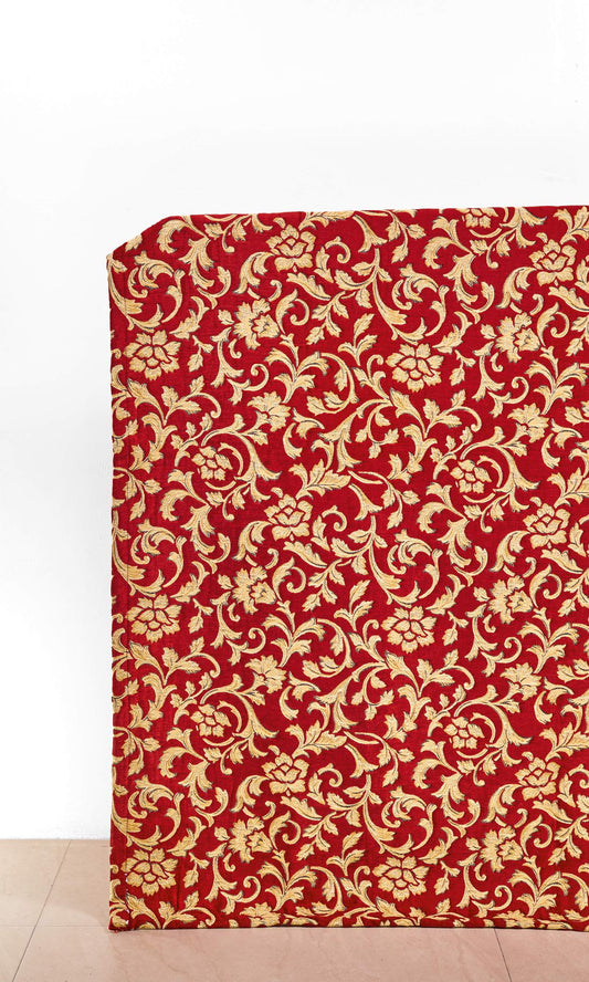 Floral Velvet Home Décor Fabric Sample (Beige/ Red)