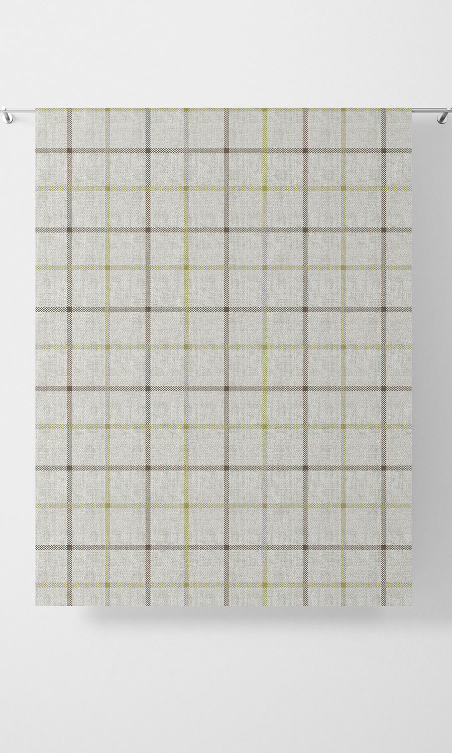 Check Patterned Home Textile Fabric Material By the Yard (White/ Green)