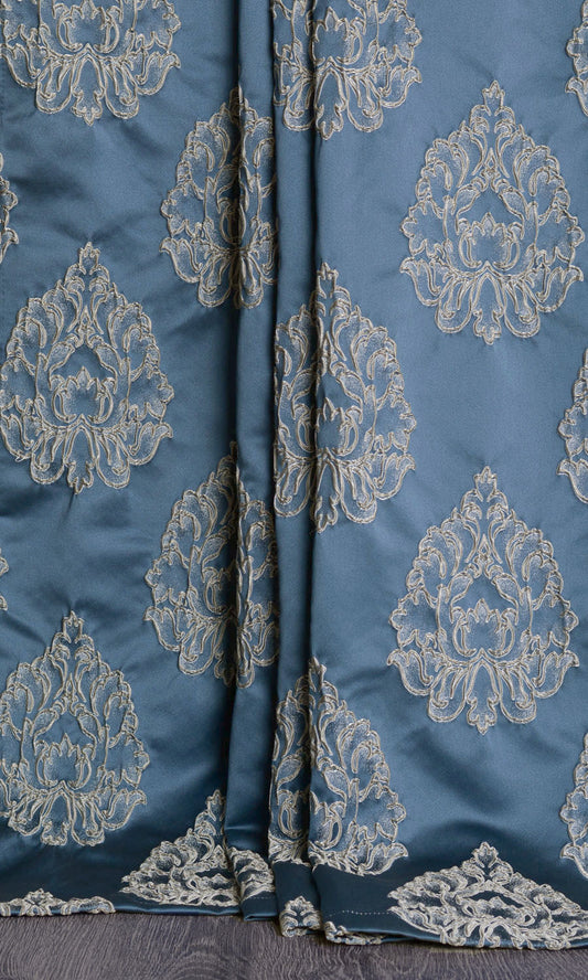 Damask Home Décor Fabric By the Yard (Navy Blue/ Gray)